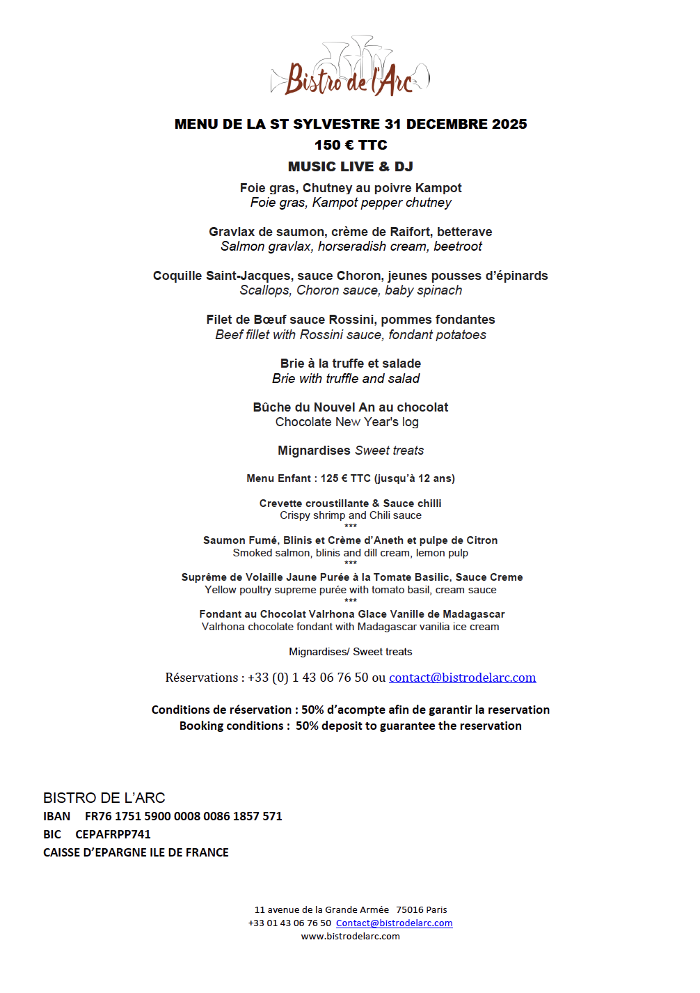 Menu Saint-Sylvestre 2025